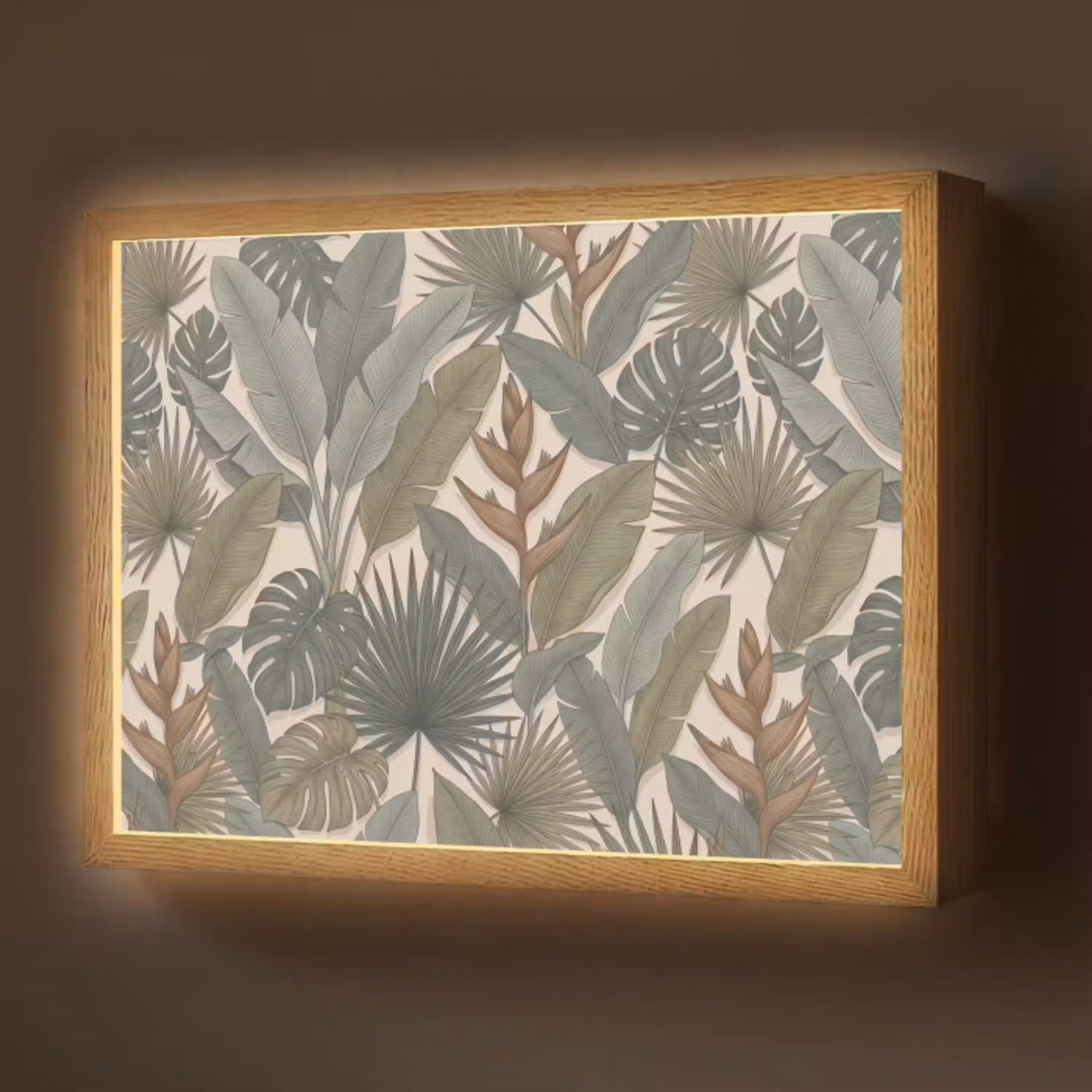 Planten - Tropisch - Natuur - Illustratie - Groen Light Box met batterij (Wandlamp) middel -z3d_website