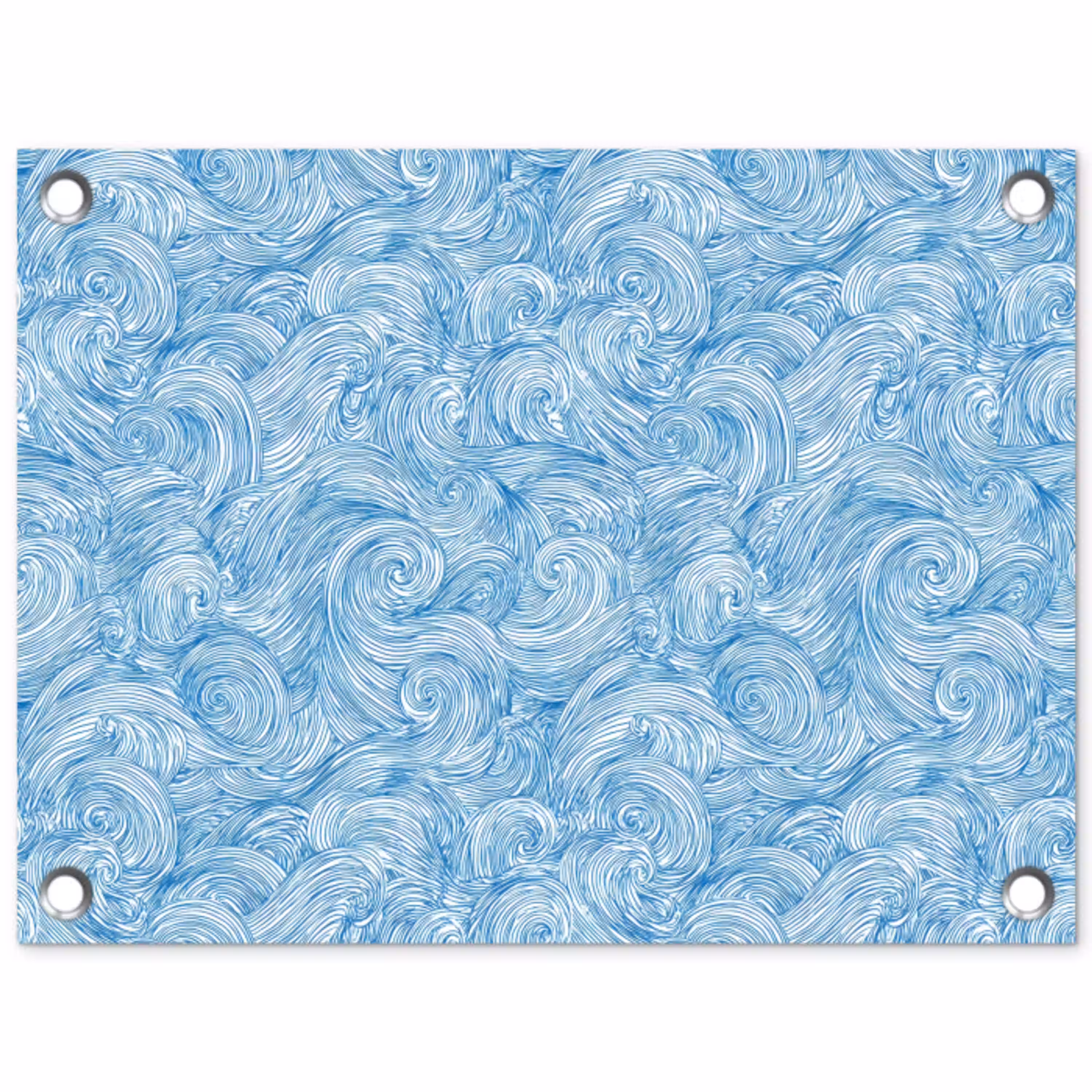 Blauw - Wit - Spiraal - Golven - Lijnen tuinposter los doek klein 239 -3d