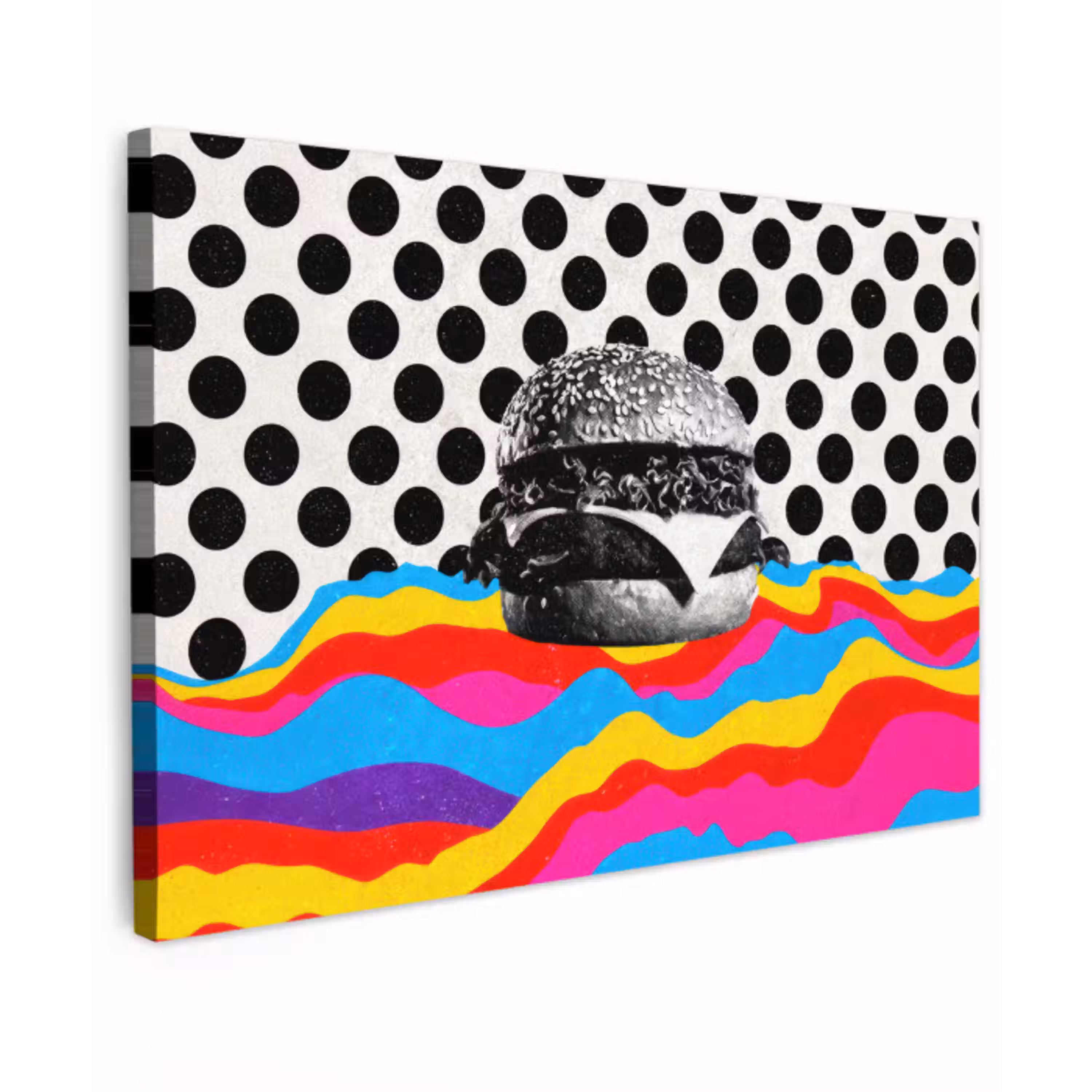 Hamburger - Stippen - Golven - Kleuren canvas 2cm klein -z3d