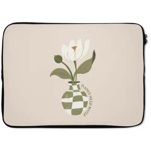 Bloem - Wit - Vaas - Quote laptophoes neopreen klein -zkaufland3dotto