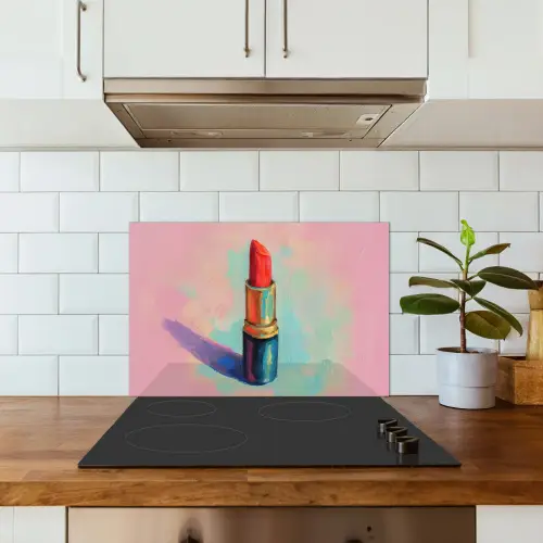 Lippenstift - Rood - Penseelstreken keuken achterwand spatscherm klein -sfeer2