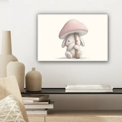 Paddenstoel - Konijn - Roze canvas 2cm klein -sfeer6