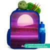 Rasterlandschap met zon Kinderrugzak - Blauw middel -inhoud_NL