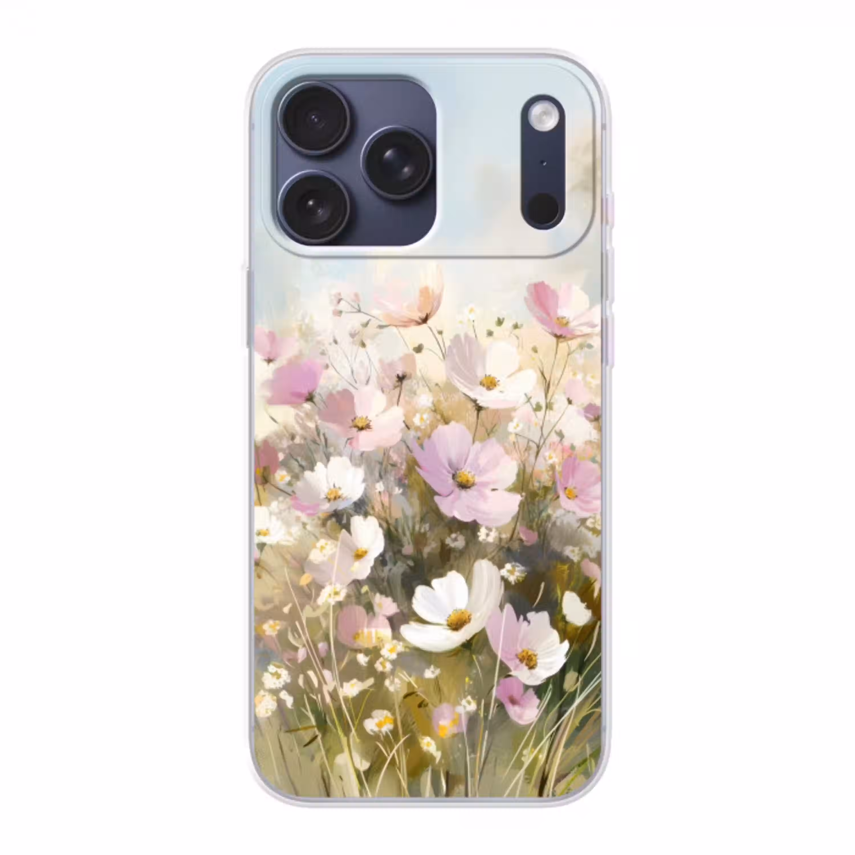 Bloemenveld - Lichte tinten - Geschilderd Telefoonhoesje iPhone 17 Pro Max klein -3d