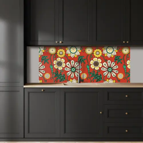 Design - Bloemen - Hippie - Retro keuken achterwand 2 middel 871 -sfeer1