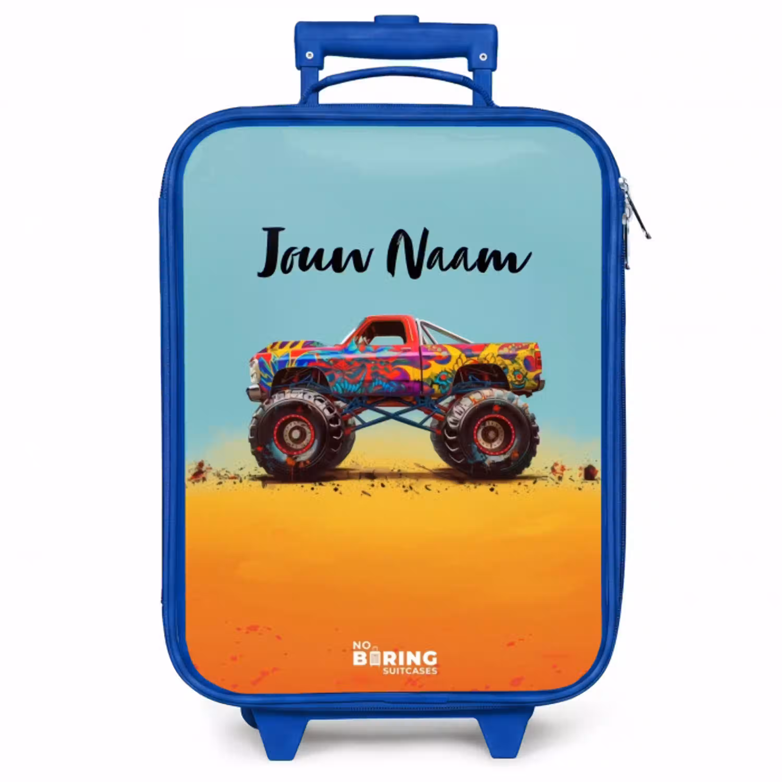 Monstertruck met Graffiti Print in het Zand Kinderkoffer - Blauw klein -zzz_website3d