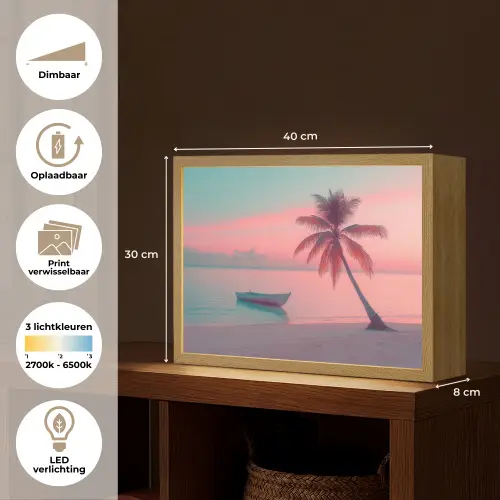 Zee - Boot - Zonsondergang Light Box met batterij (Wandlamp) middel -USP_websiteoverzichtNL