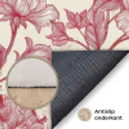 Pioenrozen - Modern -  Rood Vloerkleed Rechthoek klein 1091 -uniquesellingpoint_antislip_NL_DE