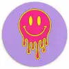 Smiley - Drip - Neon Wandcirkel kunststof plaat 5mm dik klein -3d