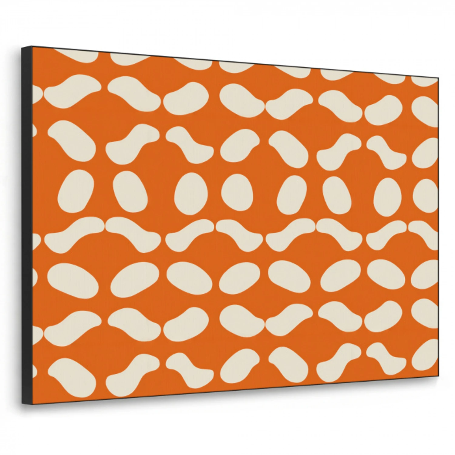 Oranje - Organische vormen - Wit Textielframe zwart klein 947 -3d
