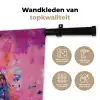 Uil - Roze - Blauw - Verf - Abstract Wandkleed katoen klein -sfeer2