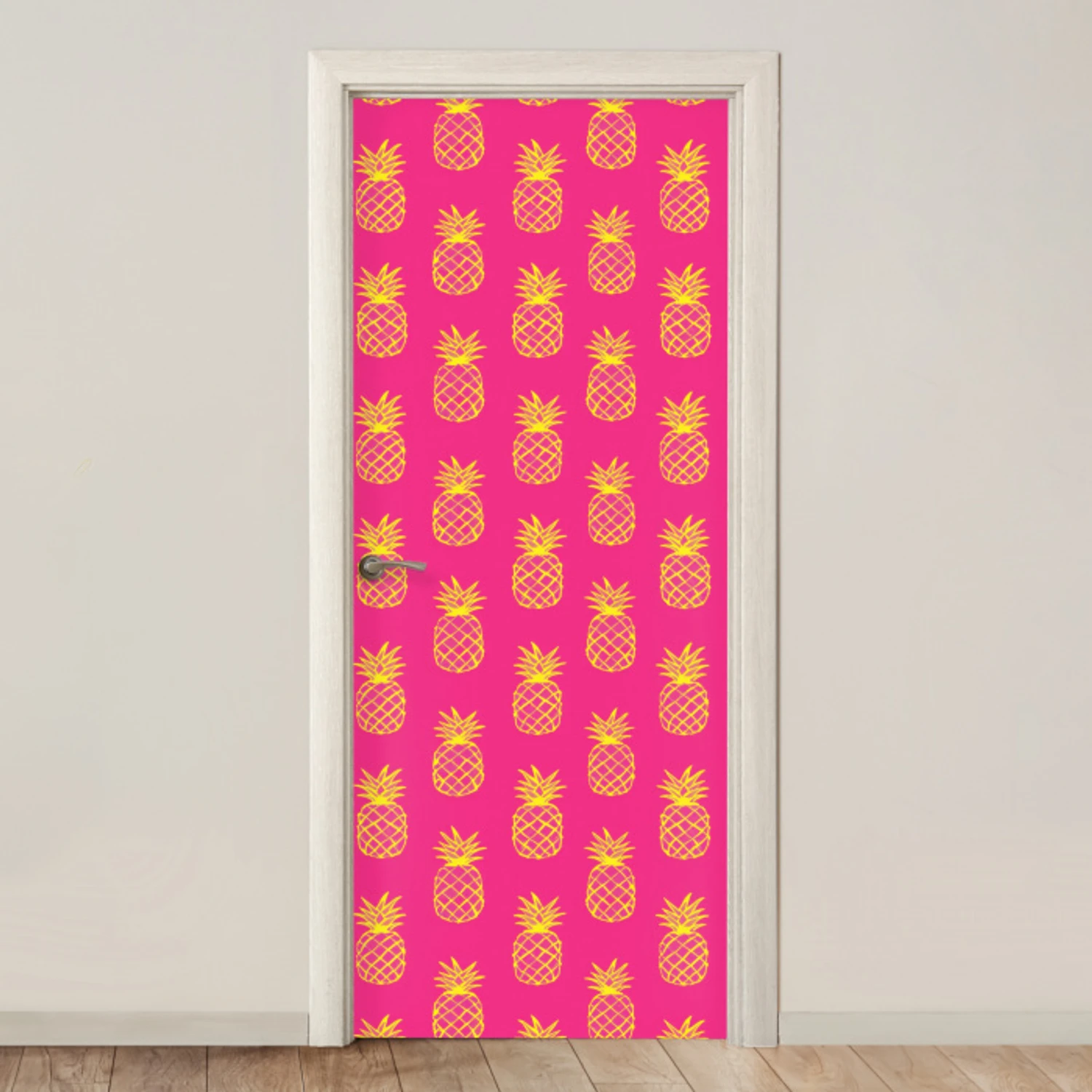 Ananas - Trendy - Roze deurposter klein 289 -3d_beige