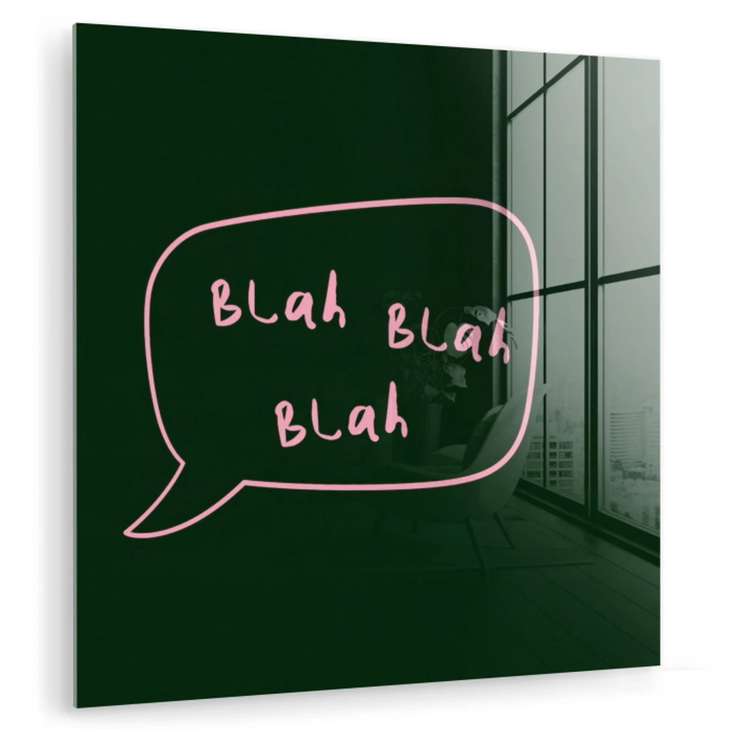 Tekstwolkje - Donkergroen - BLAH BLAH BLAH plexiglas 5mm klein -zzzproduct_nieuw
