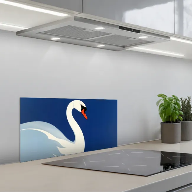 Zwaan - Wit - Snavel - Illustratie keuken achterwand spatscherm klein -3d_schuin