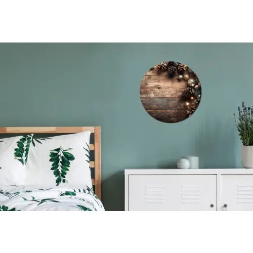Kersthoekdecoratie - Dennenappels - Lichtjes Wandcirkel aluminium klein -slaapkamer