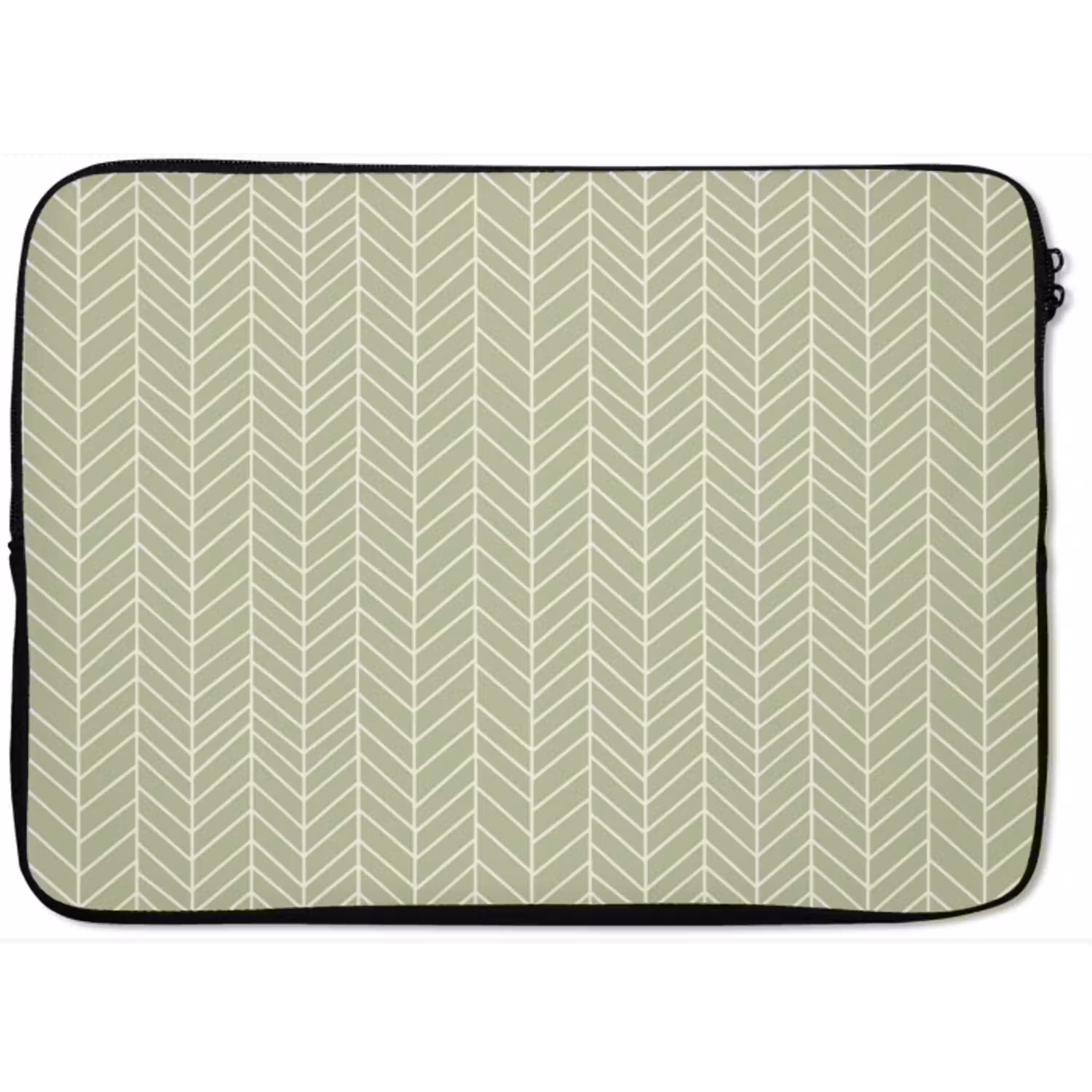 Saliegroen - Visgraat - Geometrisch - Patroon laptophoes neopreen klein 279 -zkaufland3dotto