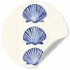 Schelpen - Blauw - Patroon Wandcirkel behangsticker klein -3d