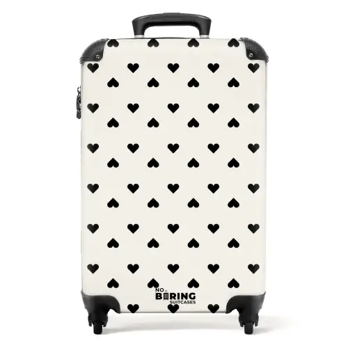 Valentijn harten in ruitpatroon zwart NBS - Handbagage koffer - Kinderen Unisex middel -productfoto_recht
