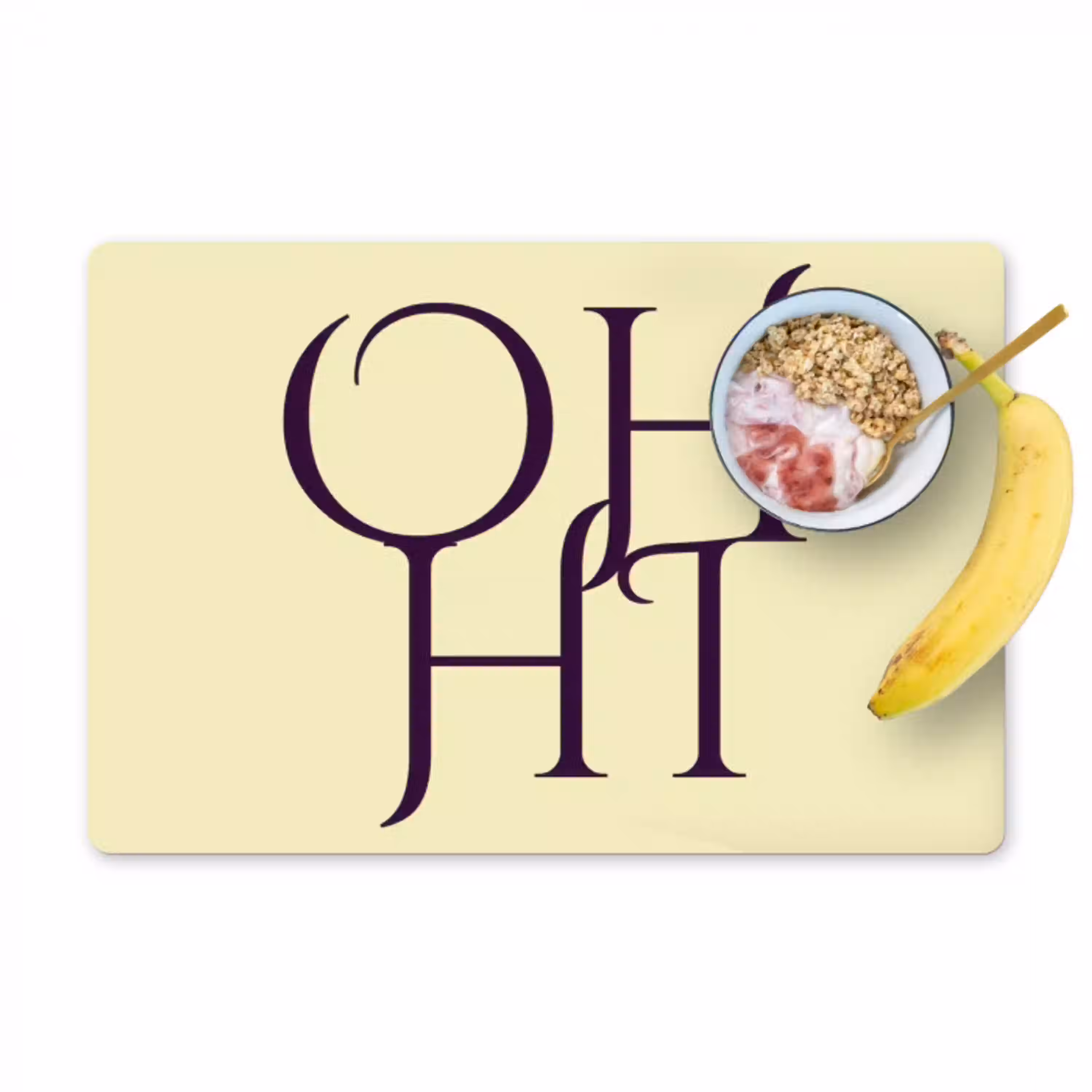 Oh hi - Geel - Monogram Placemat vinyl groot -zzzproduct_Kitchenyeah-website
