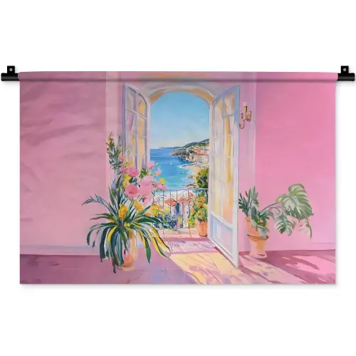 Roze - Buiten - Verf Wandkleed katoen klein -zz3d