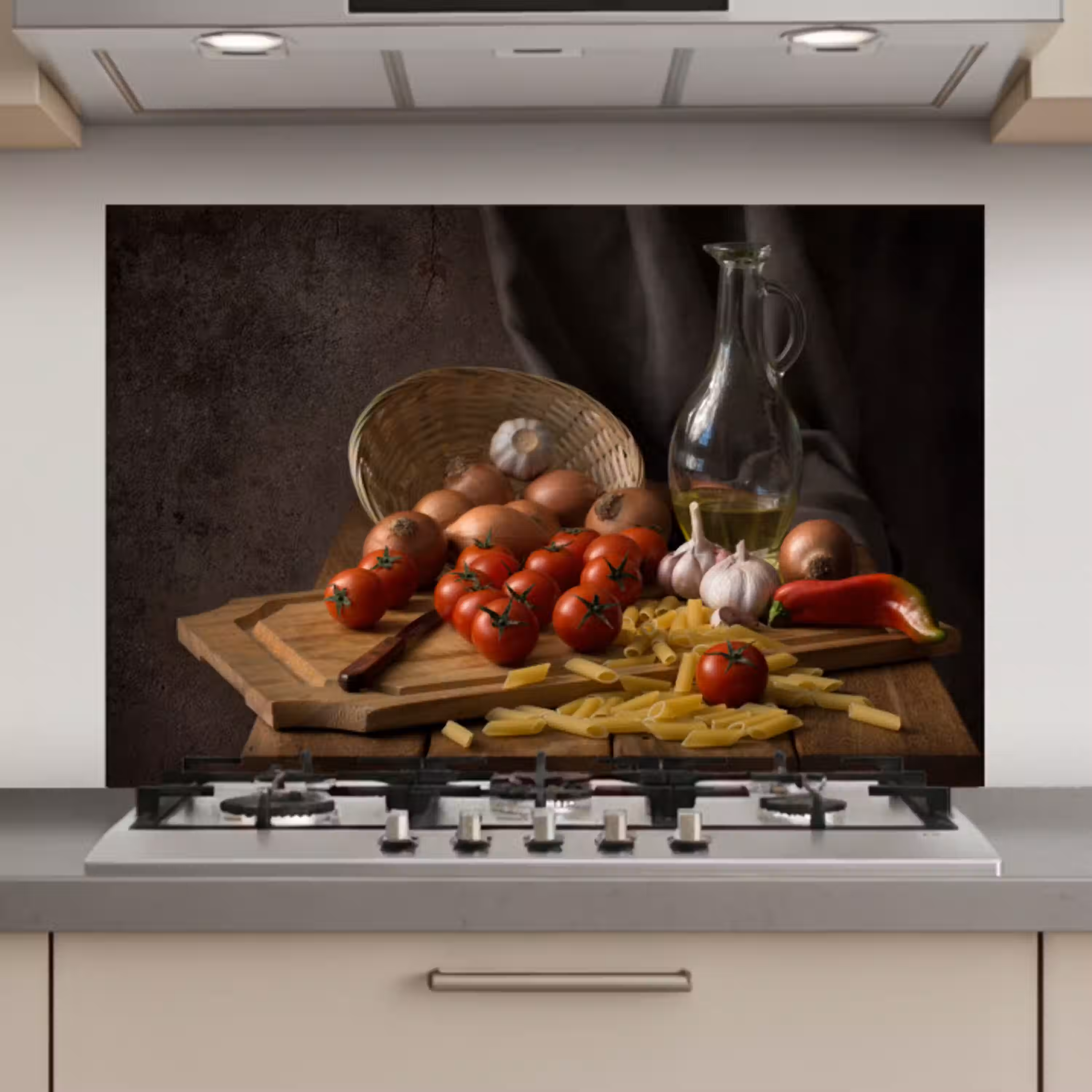 Snijplank - Groente - Stilleven - Pasta - Uit - Tomaat - Snijplank keuken achterwand spatscherm klein -3d_website