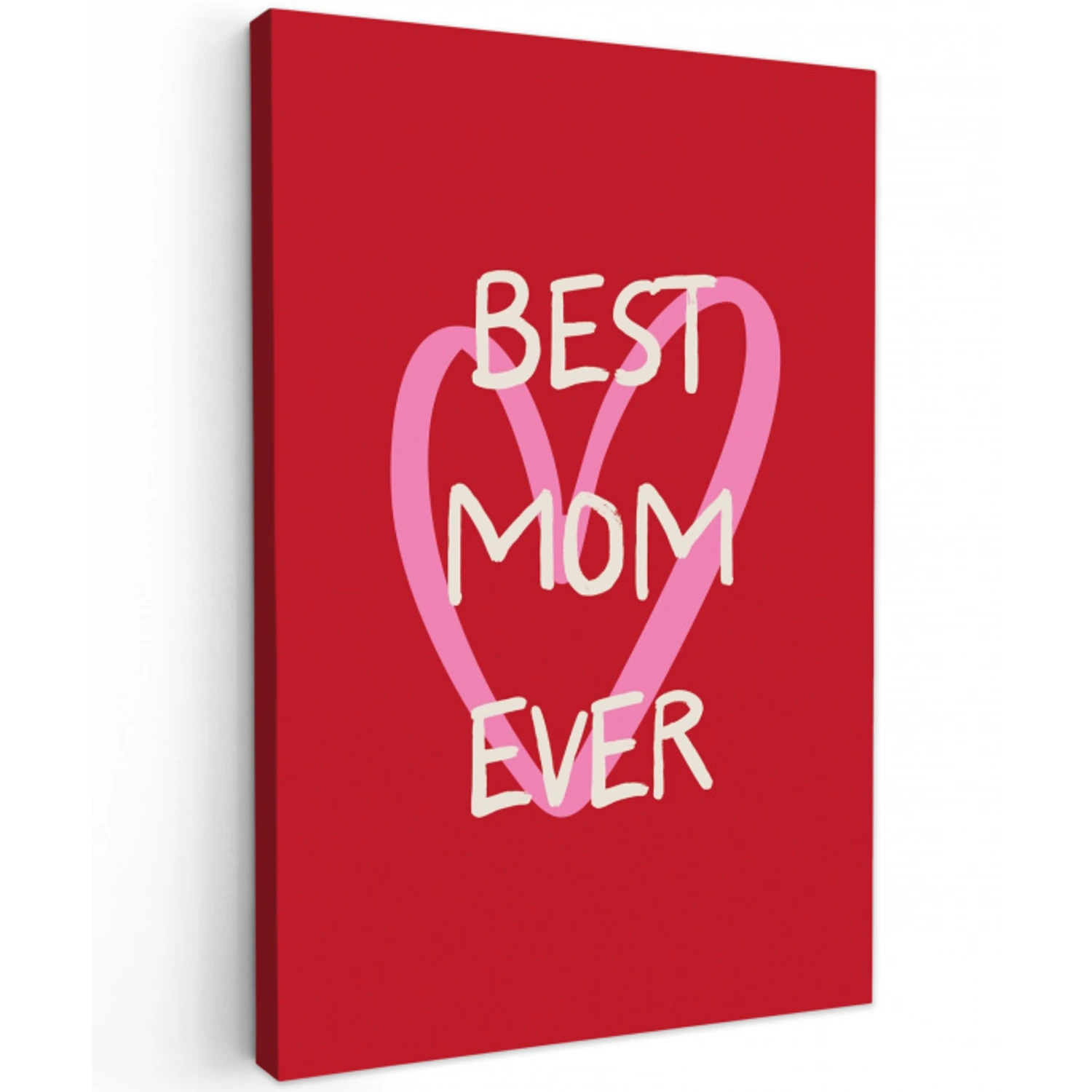 Moeder - Quote - Hartje - Rood Tuinposter op houten frame 2 cm dik middel -3d