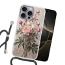 Pioenrozen - Boeket - Roze Hoesje iPhone 16 Pro Max met koord klein -sfeer1