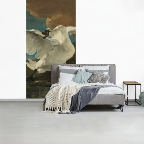 De bedreigde zwaan - Schilderij van Jan Asselijn fotobehang vinyl groot -slaapkamer