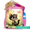 Kat - Vlinder - Bloemen Kinderrugzak - Roze middel -inhoud_DE