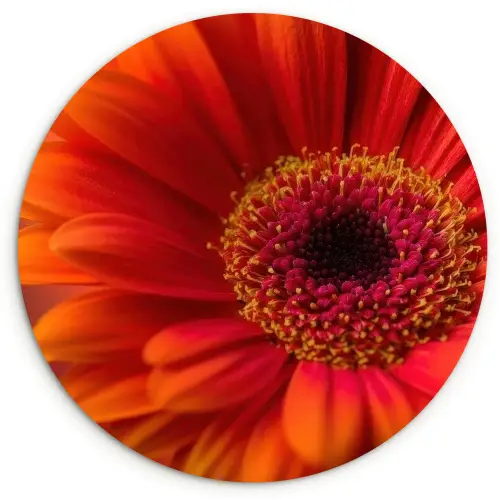 Oranje - Gerbera - Intens Wandcirkel kunststof plaat 5mm dik klein -3d