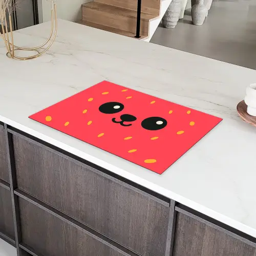 Kat - Aardbei - Cartoon Inductie beschermer vinyl 3mm klein -sfeer8