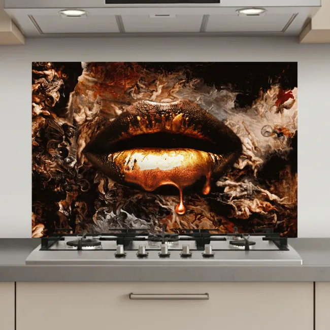 Goud - Lippen - Kunst - Goud - Luxe - Abstract keuken achterwand spatscherm klein -3d_website