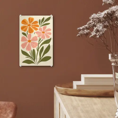Minimalistisch - Bloemen - Bladeren - Roze plexiglas 5mm klein -sfeer5
