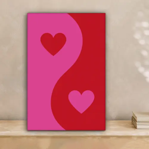 Minimalistisch - Rood - Roze - Hartjes canvas 2cm klein -sfeer1