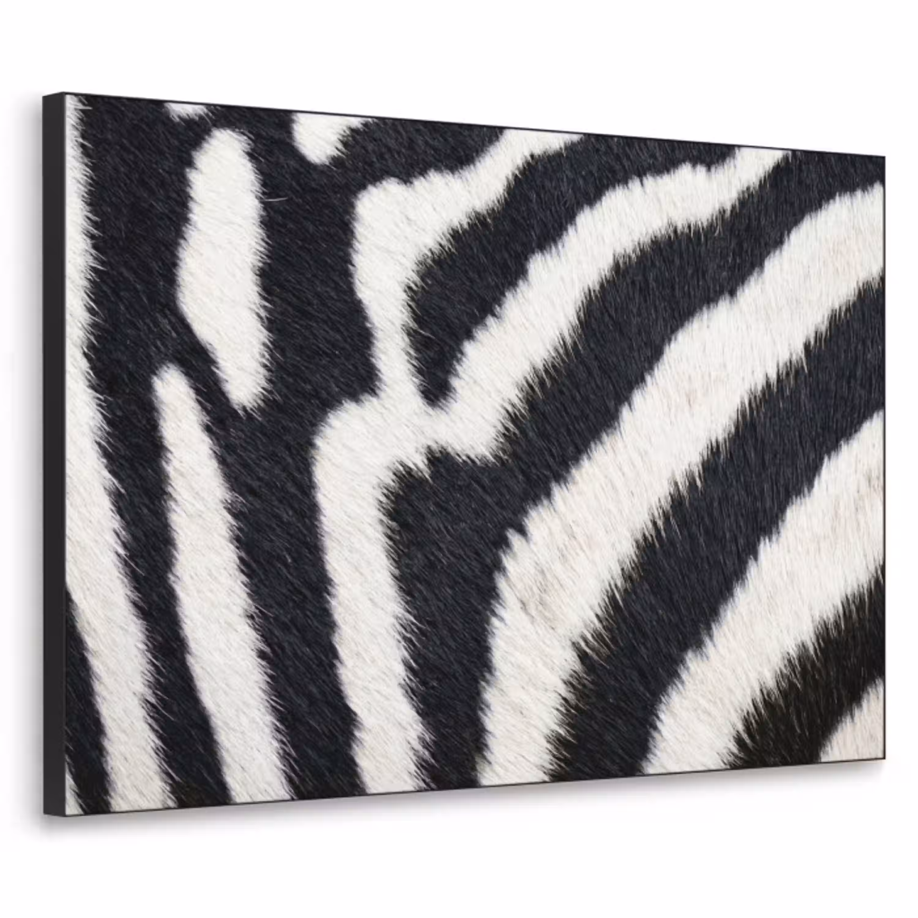 Zebra - Vacht - Klassiek - Zwart - Wit Textielframe zwart klein -3d