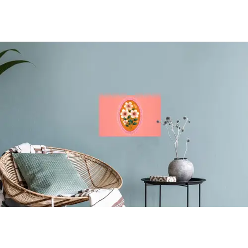 Illustratie - Bloemen - Rand - Roze Muursticker klein -plant