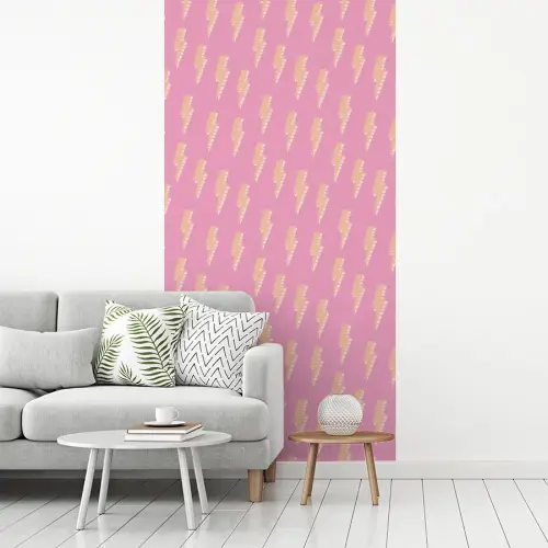 Geel - Bliksem - Roze fotobehang vinyl groot 64 -woonkamer