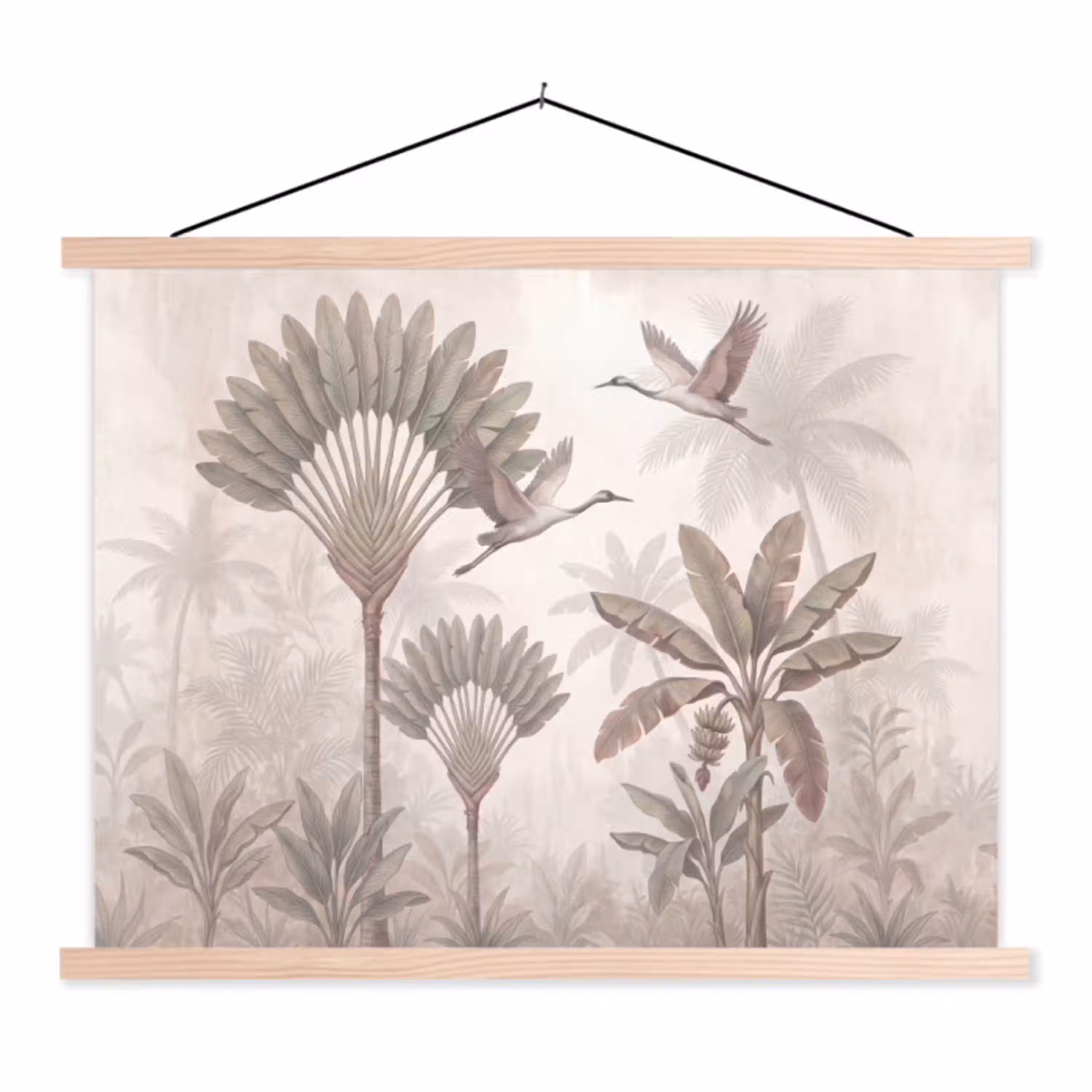 Vogel - Tropisch - Jungle - Natuur - Beige textielposter latten blank klein -3d
