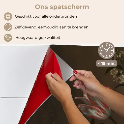 Bloemen in een Wan-Li vaas en schelpen - Schilderij van Balthasar van der Ast keuken achterwand spatscherm middel -spatscherm_NL