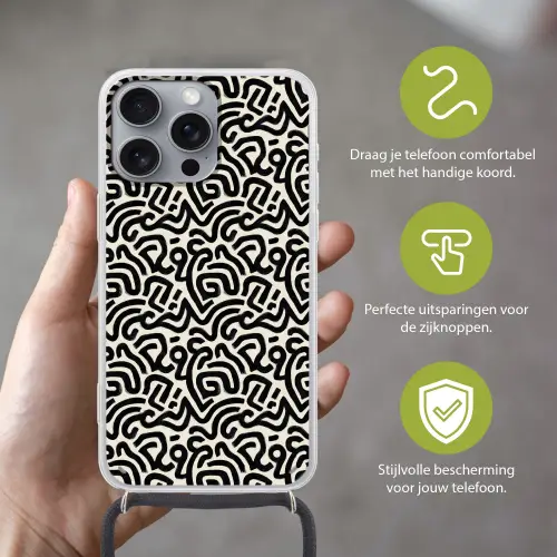 Modern - Abstract - Zwart Hoesje iPhone 16 Pro Max met koord klein 804 -sfeer2_NL