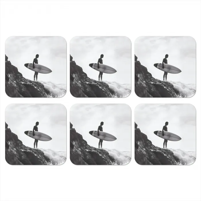 Surfer - Rots - Oceaan - Golven onderzetter kurk middel -3d