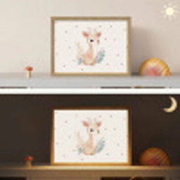 Illustratie - Stippen - Hertje - Aquarel Light Box met batterij (Wandlamp kind) middel -sfeer3_kind