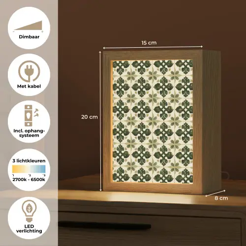 Patroon - Tegel - Groen Light Box met kabel (Tafellamp) klein 925 -USP_NL