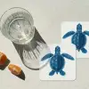 Schildpad - Blauw - Schild onderzetter kurk middel -sfeer4