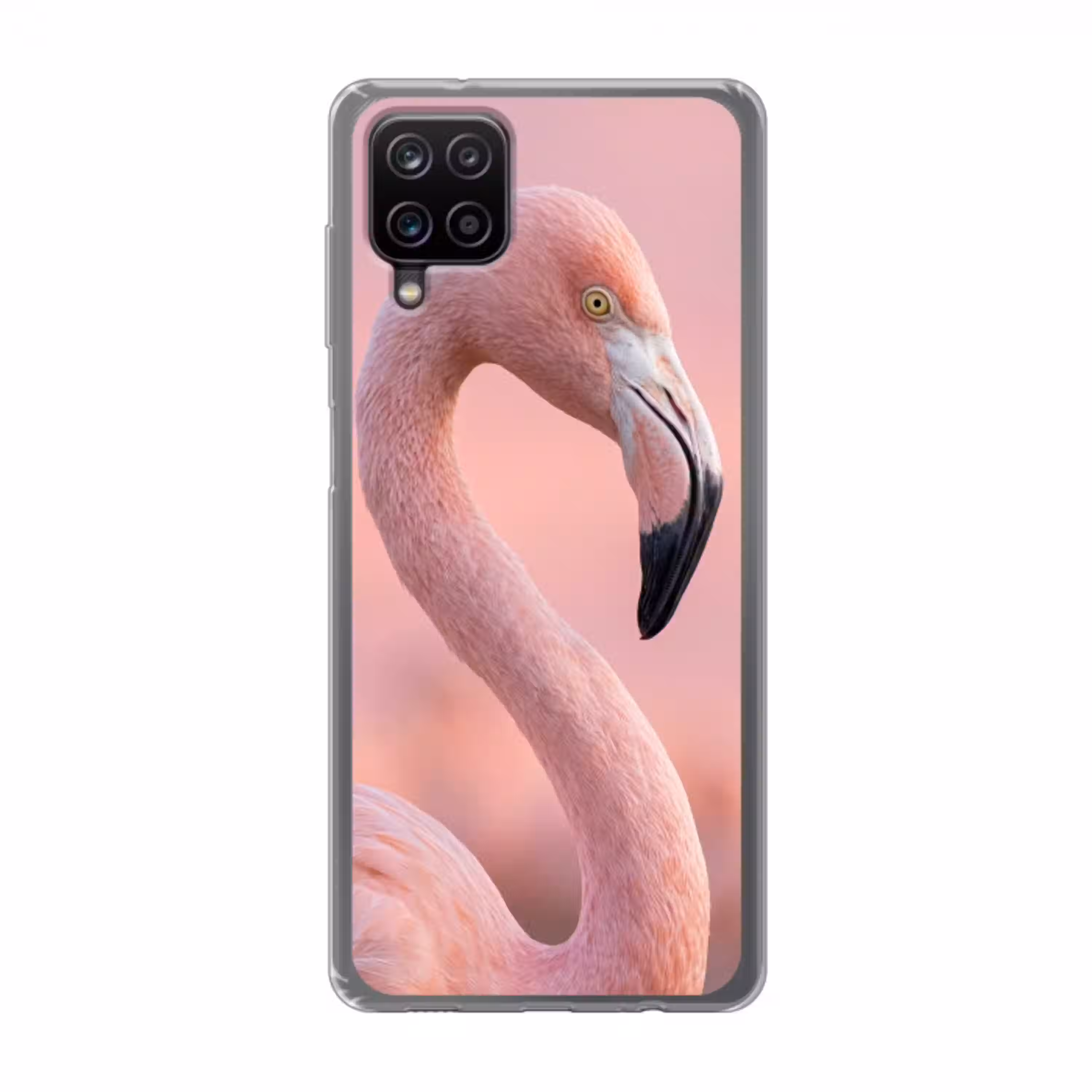 Flamingo - Portret - Roze Telefoonhoesje Samsung Galaxy A12 klein -3d