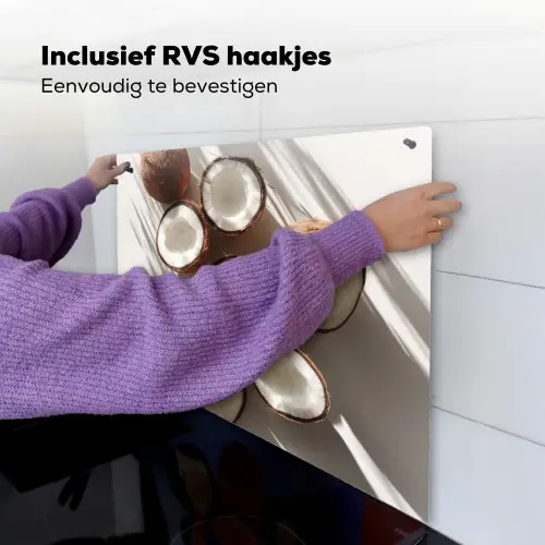 Kokosnoten - Bruin - Shaduw Inductie beschemer met haakjes middel -ky-ophangen-nl