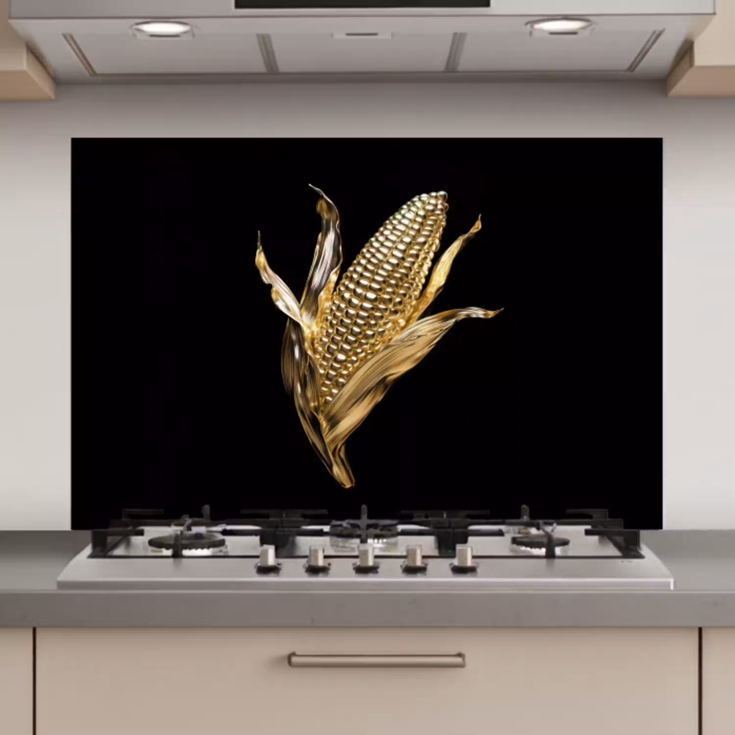 Mais - Eten - Goud - Zwart keuken achterwand spatscherm klein -3d_website