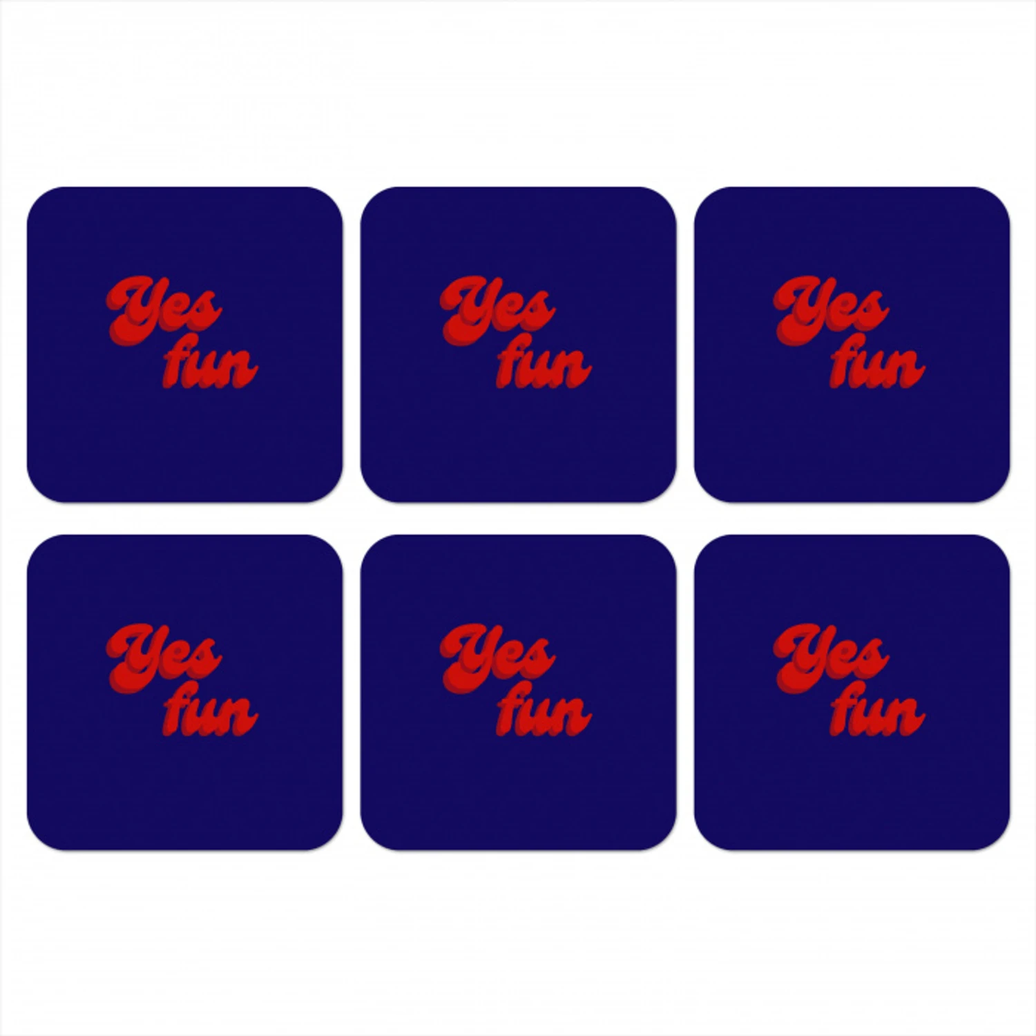 Blauw - Rood - Yes fun - 3D onderzetter kurk middel -3d