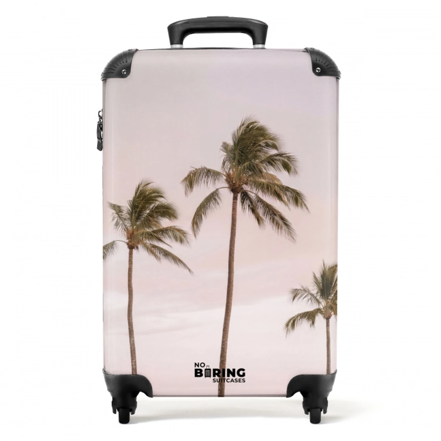 Palmbomen - Zonsondergang - Roze NBS - Handbagage koffer - Volwassenen Unisex middel -productfoto_recht