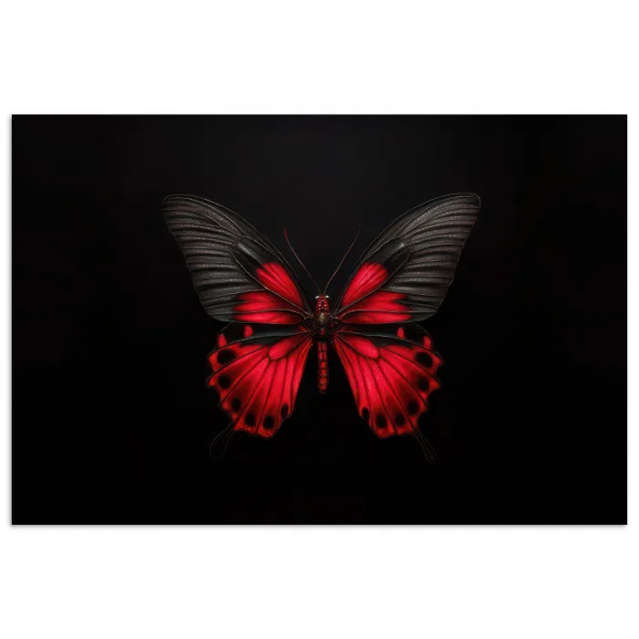 Vlinder - Rood - Contrast poster papier klein -3d